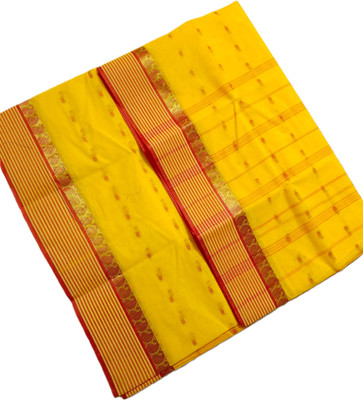 kunduhouse Self Design Tant Pure Cotton Saree(Multicolor)