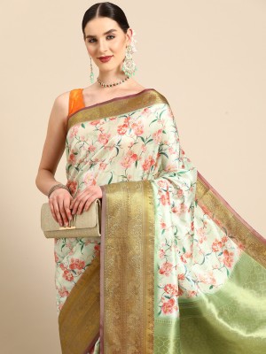 Divastri Digital Print Banarasi Art Silk Saree(Light Green)