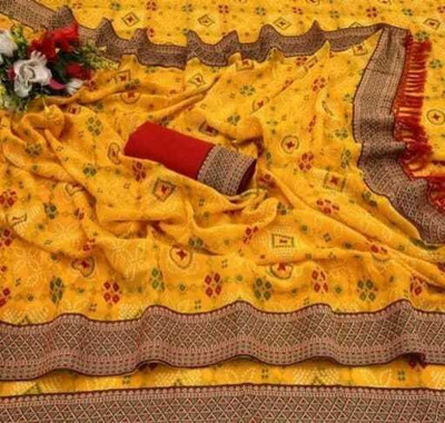 MAHADEV NX Embroidered, Self Design Bollywood Georgette, Lace Saree(Yellow)