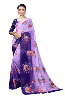 Yashvisaree Floral Print Bollywood Georgette Saree(Multicolor)