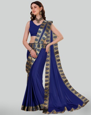 FabDaisy Solid/Plain Banarasi Chiffon Saree(Dark Blue)