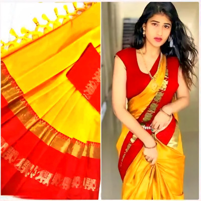 Mortal Textile Animal Print Assam Silk Cotton Silk Saree(Maroon)