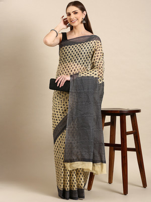 SHANVIKA Printed Daily Wear Pure Cotton Saree(Beige)