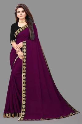 OKTAT Solid/Plain Bollywood Georgette Saree(Maroon)