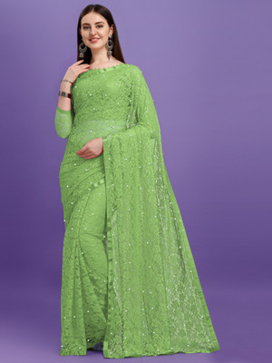 Croza Self Design Bollywood Net Saree(Multicolor)