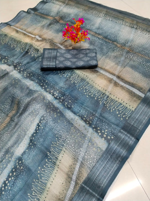 HouseOfCommon Woven Kanjivaram Pure Cotton, Cotton Silk Saree(Grey)