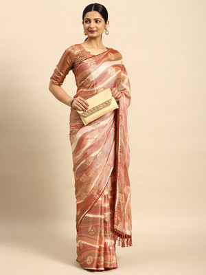 RekhaManiyar Self Design Bollywood Chiffon Saree(Orange)