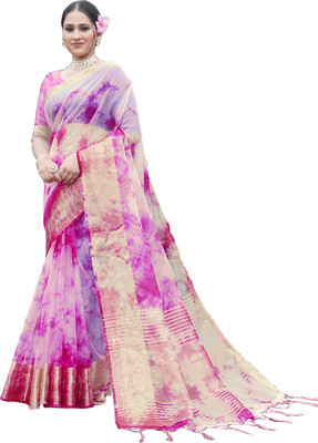 Aarunika SST Solid/Plain Bollywood Organza Saree(Pink)