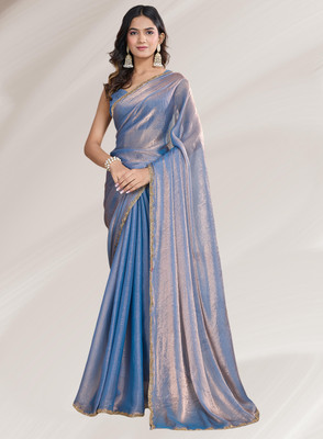 Croza Solid/Plain Bollywood Silk Blend Saree(Multicolor)