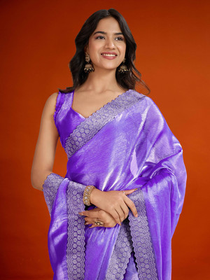 SHELDROM MART Self Design Bollywood Jimmy choo Saree(Purple)