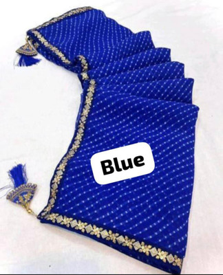 Metro Textiles Printed Bandhani Georgette Saree(Blue)