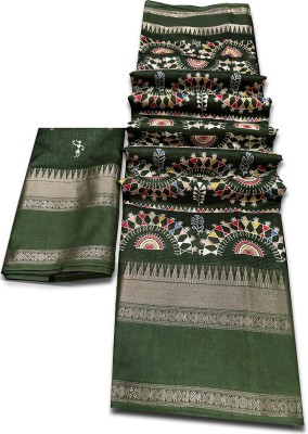 ARIHANT SILK MILL Printed Patola Cotton Silk Saree(Gold)