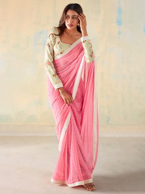 Divastri Embellished Bollywood Georgette Saree(Pink)