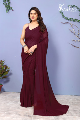 kashvi sarees Solid/Plain Daily Wear Georgette Saree(Maroon)