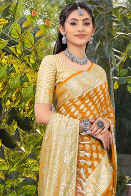 DHRUVIL TEXTILES Dyed Banarasi Georgette Saree(Multicolor)