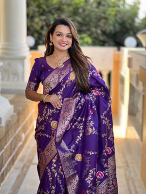 RUPAL CREATION Printed Bollywood Silk Blend Saree(Purple)