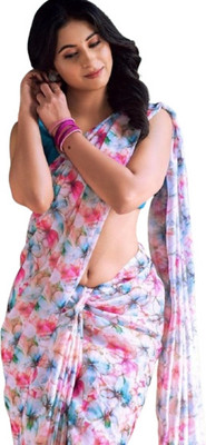 JATADHAR FAB Digital Print Ready to Wear Georgette Saree(Pink)