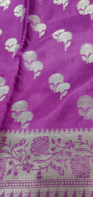 PARVEENTEXTILES Self Design Banarasi Cotton Silk Saree(Purple, Gold)