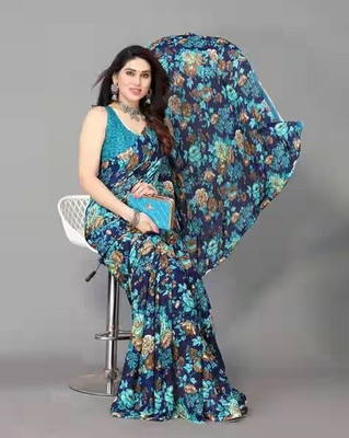 Panchvati NX Printed Bollywood Chiffon Saree(Dark Green)