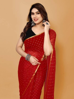 tikli Embellished Daily Wear Chiffon Saree(Red)