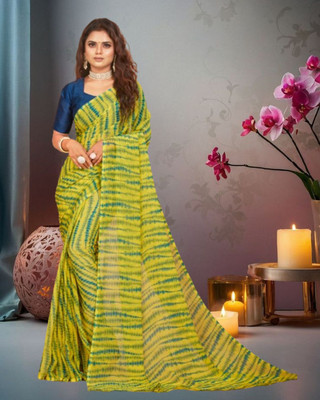 Jayu Digital Print Bandhani Georgette Saree(Yellow)