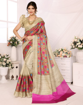 YASHIKA Printed Hand Batik Art Silk Saree(Multicolor)