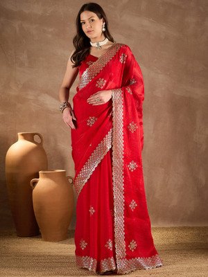 Sareemall Embellished Bollywood Chiffon Saree(Red)