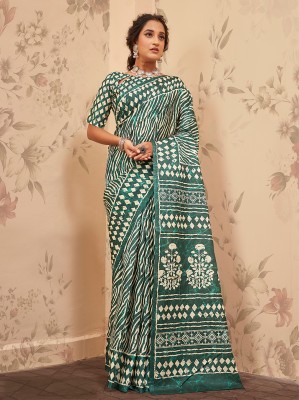 Divastri Printed Daily Wear Art Silk Saree(Dark Green)