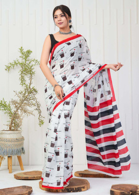 Kanokanjoli Woven Jamdani Handloom Cotton Blend Saree(Multicolor)
