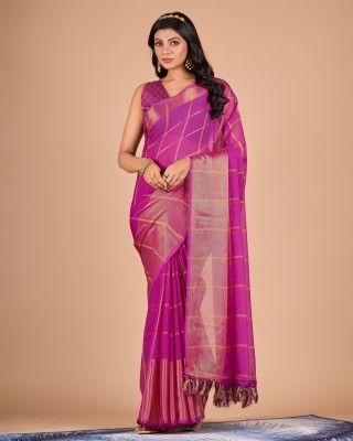 VIRICA Printed Banarasi Polyester Saree(Pink)
