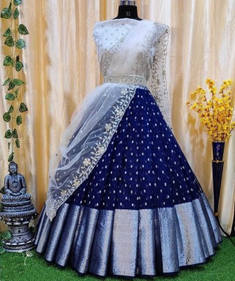 Rooperi Trends Self Design Semi Stitched Lehenga Choli(Dark Blue)