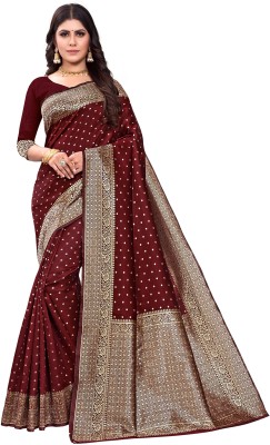 SIRIL Woven, Self Design, Embellished Kanjivaram Art Silk Saree(Brown, Gold)