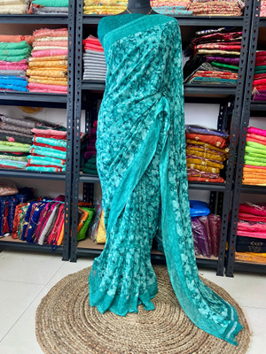 bhavika silk mills Printed Daily Wear Georgette Saree(Blue)