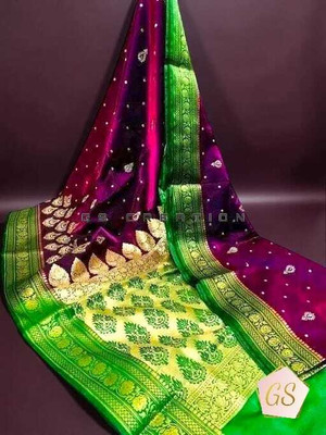 GS creation Woven Banarasi Satin Saree(Purple)