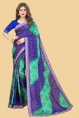 NEGRONI Printed Daily Wear Cotton Silk Saree(Blue, Green)