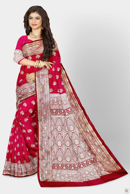 HANDALOOM Woven Banarasi Satin Saree(Pink)