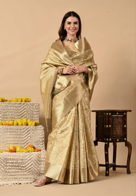 HANIYAH CREATION Woven Banarasi Art Silk, Tissue Saree(Gold)