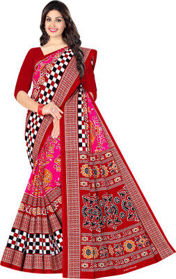 ARTFULTHREADS Printed, Graphic Print Sambalpuri Pure Cotton Saree(Multicolor)