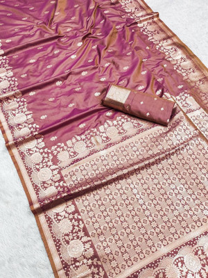 Spetila Woven Banarasi Jacquard, Pure Silk Saree(Pink)