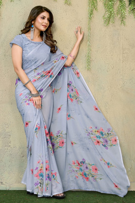 YASHIKA Printed Daily Wear Georgette Saree(Grey)