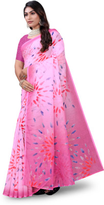 MARUTI NANDAN CHOICE Printed Daily Wear Linen Saree(Pink)