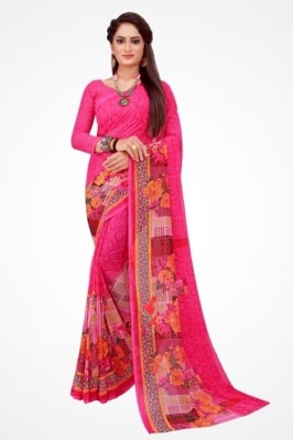 Suntex Printed Daily Wear Georgette Saree(Pink)