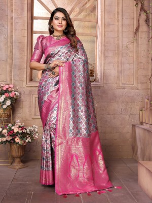 Tasrika Self Design Banarasi Pure Silk Saree(Multicolor)