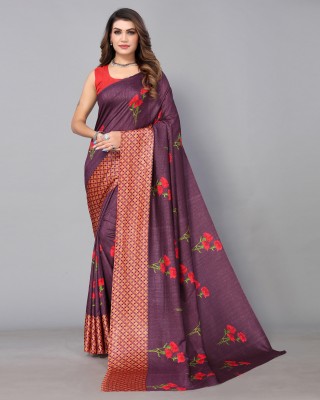 Hritika Floral Print Daily Wear Georgette Saree(Purple)