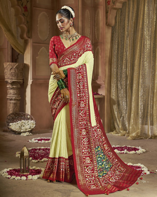 linic Embroidered Patola Georgette Saree(White)