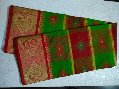 Ghosh handloom Self Design Tant Pure Cotton Saree(Green)