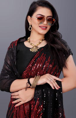 JAY RAMDEV FASHION Embroidered Bandhani Georgette Saree(Red)