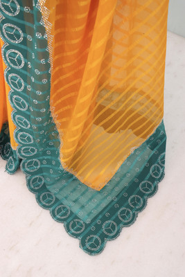 EthnicAura Embellished Bollywood Georgette Saree(Light Blue)