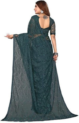 NEXA Self Design Bollywood Net Saree(Green)
