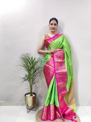 Apnisha Self Design Banarasi Pure Silk Saree(Light Green)